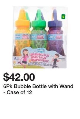 Dollarama 6pk bubble bottle with wand - case of 12 offer