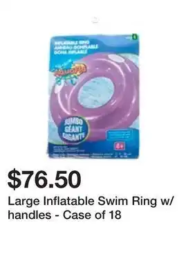 Dollarama Large inflatable swim ring w/handles - case of 18 offer