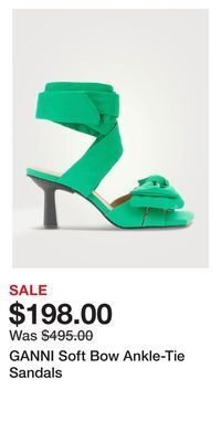 Holt Renfrew Ganni soft bow ankle-tie sandals offer