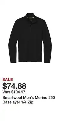 Sport Chek Smartwool men's merino 250 baselayer 1/4 zip offer