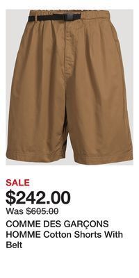 Holt Renfrew Comme des garçons homme cotton shorts with belt offer