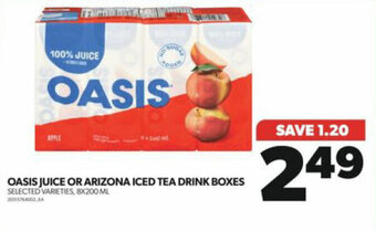 Real Canadian Superstore OASIS JUICE OR ARIZONA ICED TEA DRINK BOXES offer