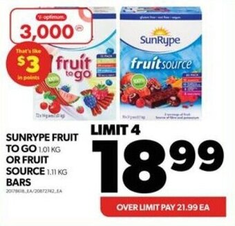 Real Canadian Superstore SUNRYPE FRUIT TO GO OR FRUIT SOURCE BARS offer