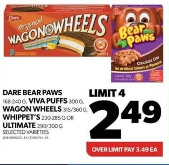 Real Canadian Superstore DARE BEAR PAWS, VIVA PUFFS WAGON WHEELS, WHIPPET'S OR ULTIMATE offer