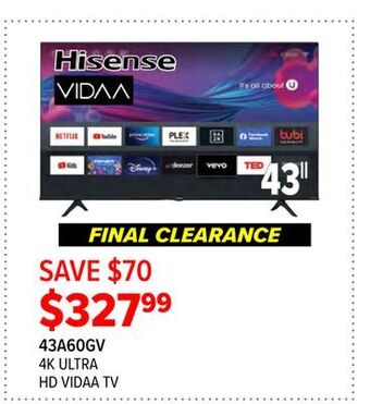 2001 Audio Video Hisense 4k ultra hd vidaa tv offer