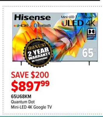 2001 Audio Video Hisense quantum dot mini-led 4k google tv offer