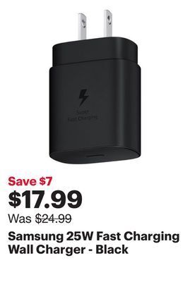 Best Buy Samsung 25w fast charging wall charger - black offer