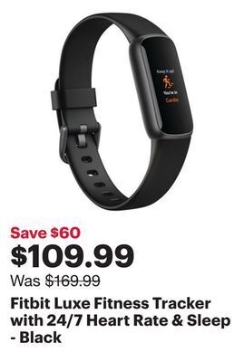 Best Buy Fitbit luxe fitness tracker with 24/7 heart rate & sleep - black offer