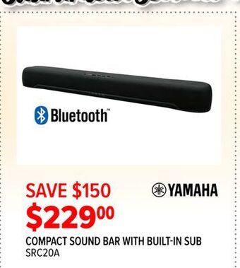 2001 Audio Video Yamaha compact sound bar with built-in sub offer