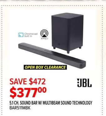 2001 Audio Video Jbl 5.1 ch. sound bar w/ multibeam sound technology offer