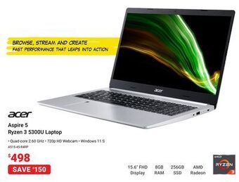 Visions Electronics Acer aspire 5 ryzen 3 5300u laptop offer