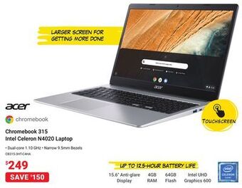 Visions Electronics Acer chromebook 315 intel celeron n4020 laptop offer
