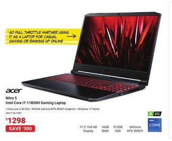 Visions Electronics Acer nitro 5 intel core i7-11800h gaming laptop offer