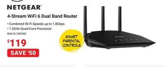 Visions Electronics Netgear 4-stream wifi 6 dual band router offer