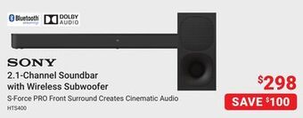 Visions Electronics Sony 2.1-channel soundbar with wireless subwoofer offer