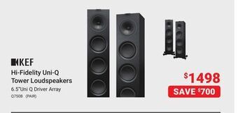 Visions Electronics Kef hi-fidelity uni-q tower loudspeakers offer