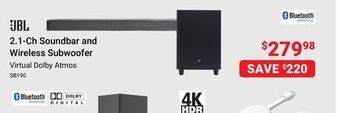 Visions Electronics Jbl 2.1-ch soundbar and wireless subwoofer offer