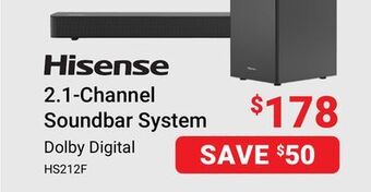 Visions Electronics Hisense 2.1-channel soundbar system offer