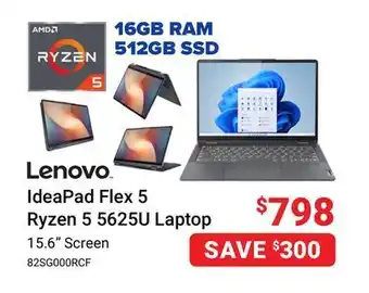 Visions Electronics Lenovo ideapad flex 5 ryzen 5 5625u laptop offer