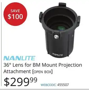 Vistek Manlite 36° lens for bm mount projection attachment offer