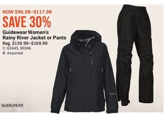 Bass Pro Guidewear women's rainy river jacket or pants offer