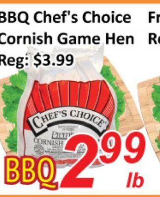 Seasons Foodmart Bbq chef's choice cornish game hen offer