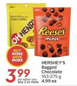 Sobeys HERSHEY'S Bagged Chocolate 163-275 g offer
