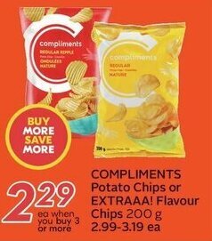 Sobeys COMPLIMENTS Potato Chips or EXTRAAA! Flavour Chips 200 g offer
