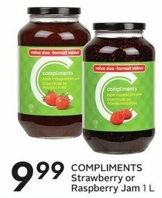 Sobeys COMPLIMENTS Strawberry or Raspberry Jam 1 L offer