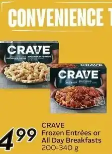 Sobeys CRAVE Frozen Entrées or All Day Breakfasts 200-340 g offer