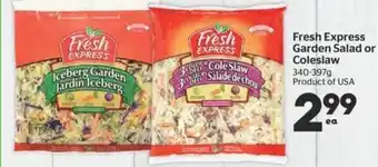 Calgary Co-op Fresh Express Garden Salad or Coleslaw 340-397 g offer
