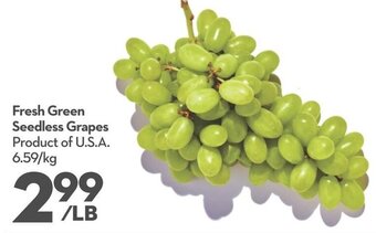 Longo's Fresh Green Seedless Grapes 6.59/kg offer