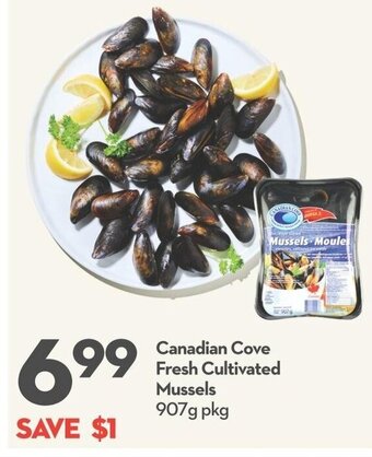Longo's Canadian Cove Fresh Cultivated Mussels 907g pkg offer
