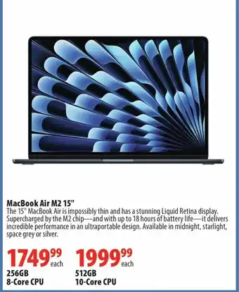 London Drugs MacBook Air M2 15", 256GB 8-Core CPU offer