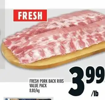 Metro FRESH PORK BACK RIBS VALUE PACK 8.80/kg offer