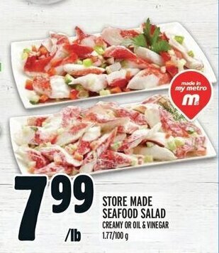 Metro STORE MADE SEAFOOD SALAD offer