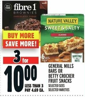 Metro GENERAL MILLS BARS OR BETTY CROCKER FRUIT SNACKS offer