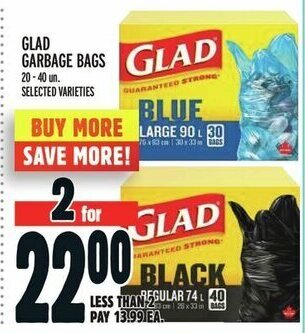 Metro GLAD GARBAGE BAGS offer