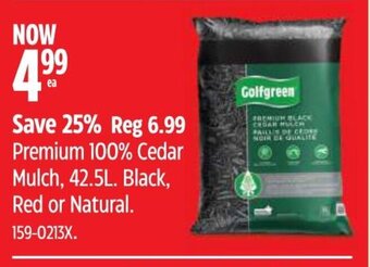 Canadian Tire Premium 100% Cedar Mulch, 42.5L. Black, Red or Natural offer