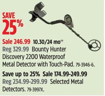 Canadian Tire Bounty Hunter Discovery 2200 Waterproof Metal Detector with Touch-Pad offer