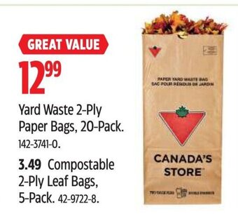 Canadian Tire Yard Waste 2-Ply Paper Bags offer