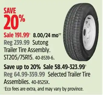 Canadian Tire Sutong Trailer Tire Assembly. ST205 / 75R15. offer