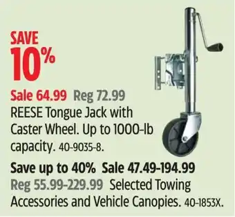 Canadian Tire REESE Tongue Jack with Caster Wheel. Up to 1000-lb capacity. offer