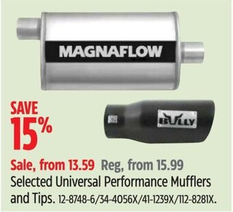 Canadian Tire Selected Universal Performance Mufflers and Tips. offer