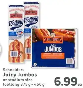 IGA Schneiders Juicy Jumbos or stadium size Footlong 375 g - 450 g offer