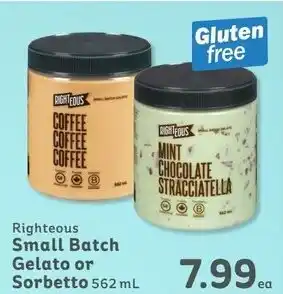 IGA Righteous Small Batch Gelato or Sorbetto 562 mL offer