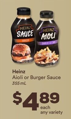 IGA Heinz Aioli or Burger Sauce 355mL offer
