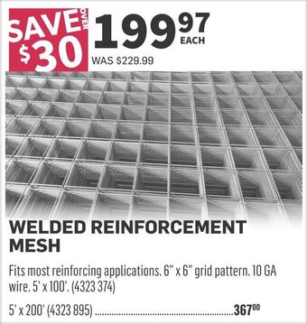 Co-op WELDED REINFORCEMENT MESH Fits most reinforcing applications. 6" x 6" grid pattern. 10 GA wire. 5' x 100'. offer