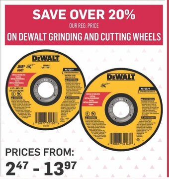 Co-op DEWALT GRINDING AND CUTTING WHEELS offer