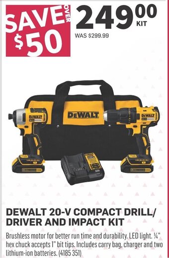 Co-op DEWALT 20-V COMPACT DRILL/ DRIVER AND IMPACT KIT offer